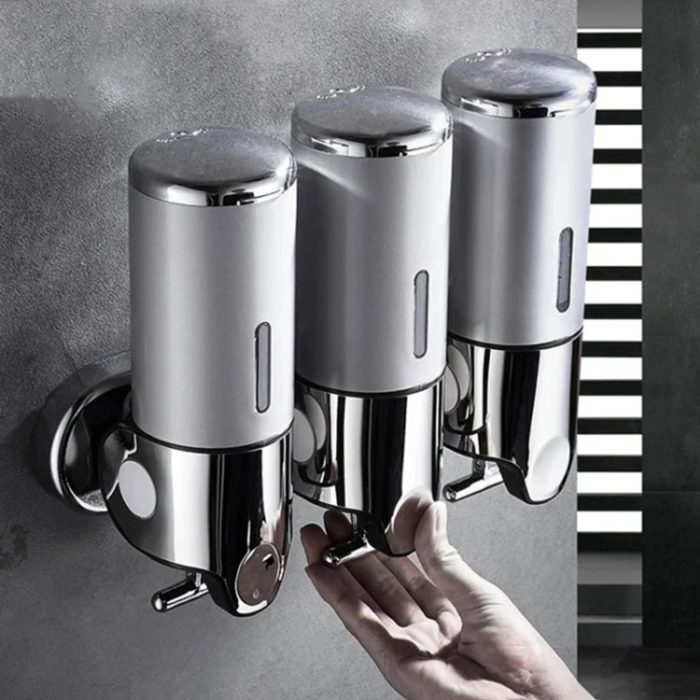 500 ml Hazneli Üçlü T Çekmeli Sıvı Sabun Şampuan Duş Jeli Dispenseri Aparatlı